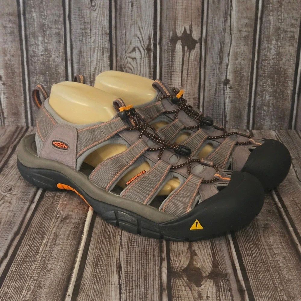 11.5 Mens Keen Newport H2 Grey Orange Waterproof Hiking Sport Sandals VGUC!